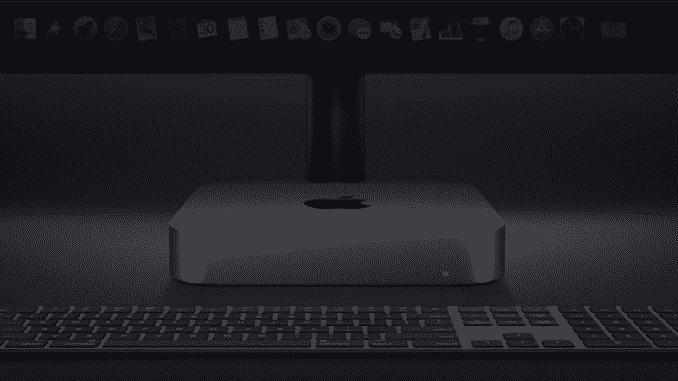 l'immagine di un mac mini del 2018 con tastiera